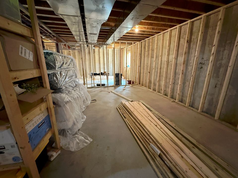 Basement framing in progress